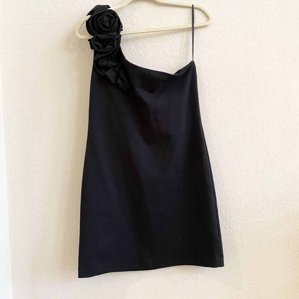 Kut From The Kloth Womens One‎ Shoulder Mini Dress Large Black Knit